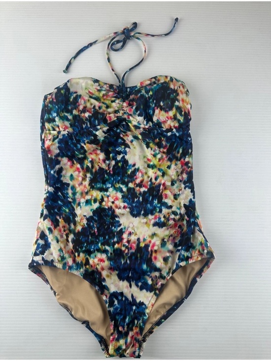 J. Crew Other - J. Crew Sz 4 One Piece Tie Neck Blue Watercolor Swimsuit